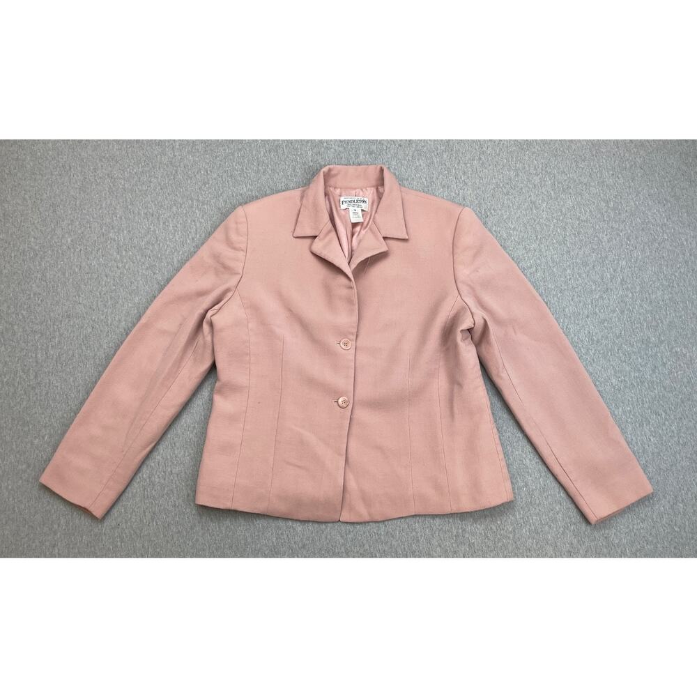 Pendleton‎ Blazer Womens 12 Pink 100% Virgin Wool Long Sleeve 2 Button Lined